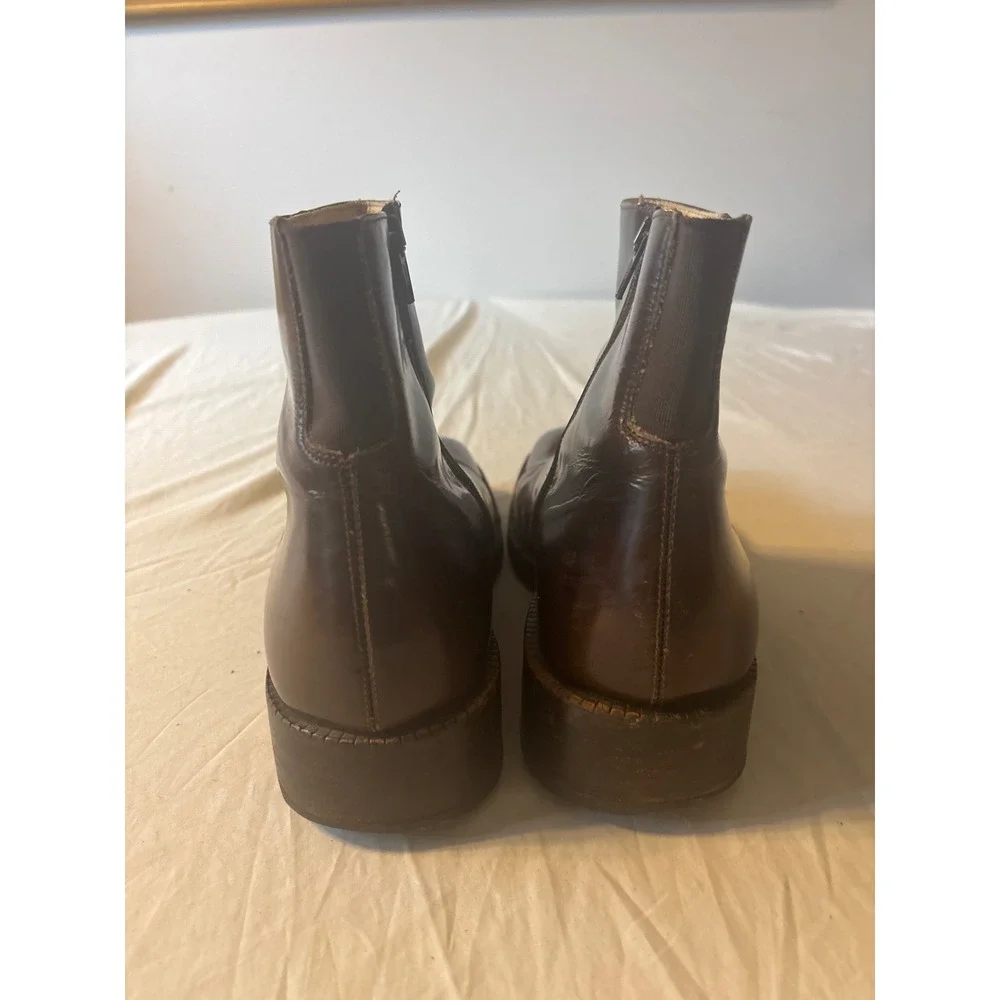 Kenneth Cole  Leather Cap Toe Ankle Boots Mens 12 Brown Side Zip Made in Italy